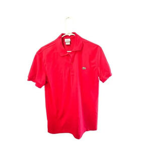 Lacoste Men’s Red Short Sleeve Button Up Collared Polo Shirt Size 4